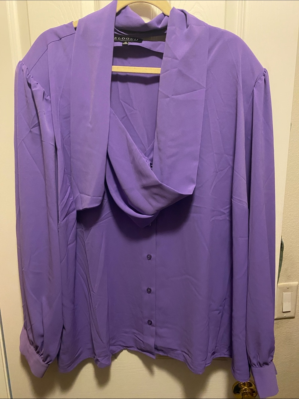 Eloquii Purple Cowl Neck Blouse
